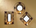 3-Pieces Decorative Scroll Designed Votive Mirror Set