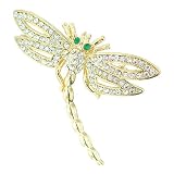 Gold Plated Studded Dragonfly Animal Brooch Pin