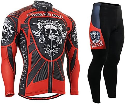 Outdoor Cycling MTB Compression Tights Dark Skull Jersey f_d044 Red M