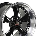 Bullitt Style Wheel with Rivets and Machined Lip Fits Mustang (R) - Black 17x9/17x10.5 Set of 4
