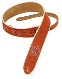 Levy's Leathers Suede Leather Guitar Strap with Cream Piping,Copper