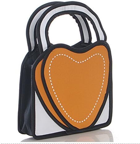 Fashion 3d Bags 2 Dimension Cartoon Bag Paper Bags Gift Comic Pack Love Heart Bags Handbag Wallet Purse(orange,style B)