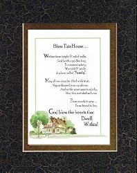 Touching and Heartfelt Poem for Home - Bless This House . . . Poem on 11 x 14 inches Double Beveled Matting