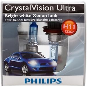 Philips H11 CrystalVision Ultra Headlight Bulb, Pack of 2