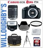 Canon EOS Rebel T3i 18 MP CMOS Digital SLR Camera with Canon EF-S 18-135mm f/3.5-5.6 IS Lens + Canon EW-73B Lens Hood + Canon LPE8 Spare Battery + 67mm Essential Pro DHD UV Filter + LEXSpeed 32GB SDHC Class 10 Memory Card + Sunpak Heavy Duty Digital Mon-Tripod + Canon Speedlite 270EX II Flash + Canon Deluxe Gadget Bag & Much More! Willoughby's Est. 1898 Photographic Specialty Flash Bundle