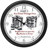 Habit 3 - Big Rocks Go First (English Text) - Wall Clock from THE 7 HABITS - CLOCK COLLECTION by WatchBuddy Timepieces (Black Frame)