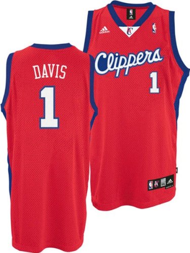 Men's Baron Davis #1 Los Angeles Clippers Embroidered NBA Swingman Basketball Jersey by Adidas (Red-(Size=XXX-LARGE)