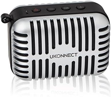 Ukonnect Mini Portable Wireless Bluetooth Speaker for Iphone 6 , Sumsung, Ipad, Other Smart Phones and Tablets. Handsfree Speaker Phone. Rainproof. Dust, Shock and Water Resistant.Silver