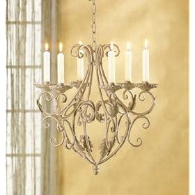 Elegant Wrought Iron Candle Chandelier by BJ