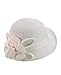 NYfashion101 Side Flip Cloche Bucket Hat w/Woven Flower & Ribbon Accent, White