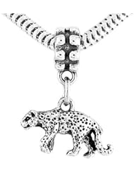 Sterling Silver Three Dimensional Leopard Cheetah Dangle Bead