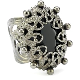 Sorrelli Midnight Moon Black Stone Royalty Oval Gunmetal-Tone