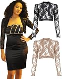 BLACK, CREAM LACE PUFF SLEEVE BOLERO, SHRUG CARDIGAN