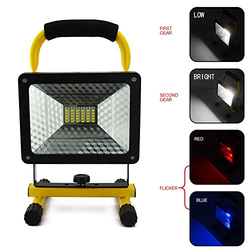 Intsun Portable Cordless 36 LED 30W 2400LM 3 Modes CREE XM-L Flood Spot Light Outdoor Lamp Floodlight Special SOS Mode for Camping Fishing Hunting etc. (36 LED)
