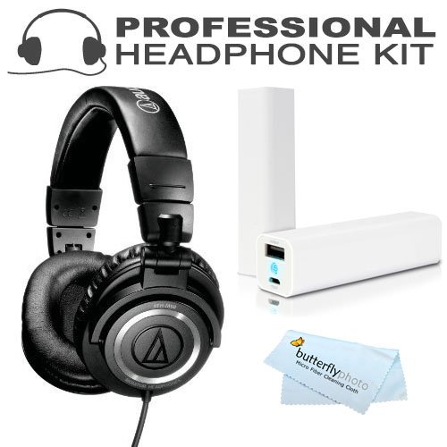 Audio-Technica ATH-M50 Professional Studio Monitor Headphones with Coiled Cable + FREE Bonus Photive 2600mAh Portable Backup Battery Charger Power Bank. Mobile Power Source for Smart Phones and Digital Devices On Sale