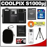 cheap Nikon Coolpix S1000pj 12.1MP Digital Camera (Matte Black) with Built-in Projector and 5x Optical Wide-Zoom + EN-EL12 Battery + 16GB Card + Case + Accessory Kit