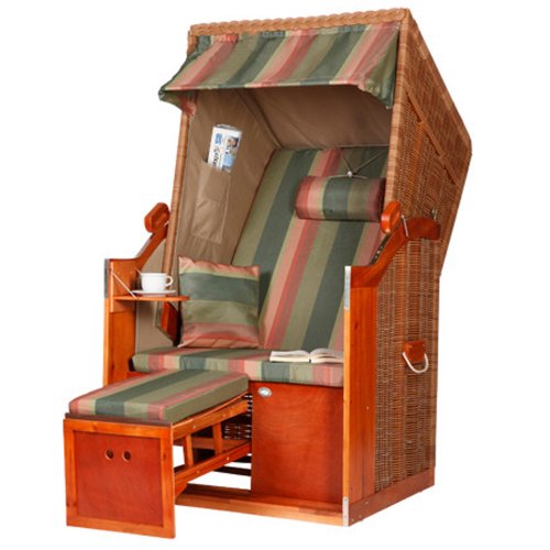 BRUBAKER Single Strandkorb Kaiserbad 85 cm x 80 cm x 160 cm Vollieger