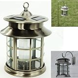 Balise Lanterne de Jardin Solaire 4 LED - Acier Finitions Canon de Fusil - Piquet ou Applique Murale.