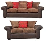Burlington 3+2 Seater Brown Fabric / Leather Sofas