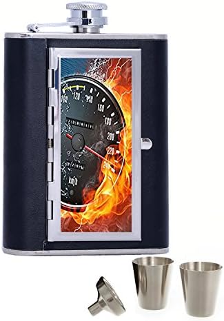 Fire and water compatible Custom Personalized Printed 6oz Black Faux Leather Hip Flask
