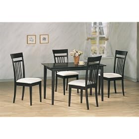 5pc Contemporary Cappuccino Finish Wood Dining Table and 4 Chairs Set by visiondecor Furniture