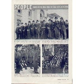 PEOPLE: Enemy Ambassadors line up side by side at the funeral of Turkey's Premier Refik Saydam, July 10 in Ankara. Captain Hugh N. Mulzac, the only U.S. negro shapmaster, took over command of the Booker T. Washington at San Pedro on Oct. 20 with a mixed crew representing the United Nations. New York Stock Exchange NYSE, members and employees began having infantry drill on the floor of the exchange last week. ..... 1942 LIFE Magazine Picture, A4096A.