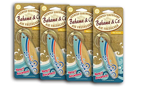 4-Pack Bahama & Co. Wood Surf Board Pina Colada Air Freshener