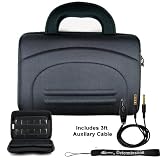 BLACK Durable Premium Travel Hard Nylon Carrying Case For Motorola Zoom Tablet (Compatible with All Models) + Includes a eBigValue (TM) Determination Hand Strap Key Chain + Includes a 3ft AUX (Auxiliary) Connector Cable with MIC and Mute Button