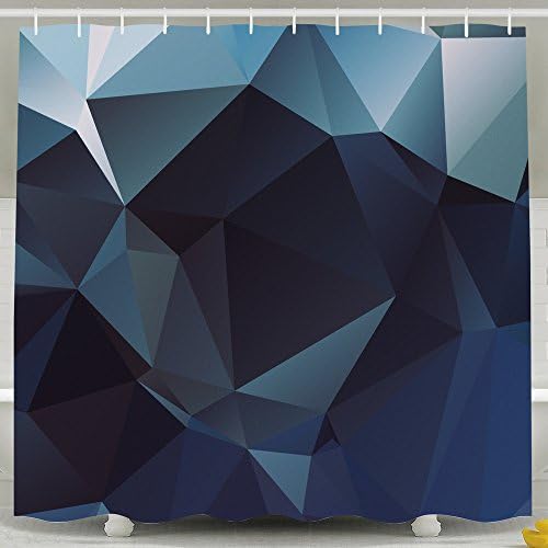Custom Rhombus Poster Polyester Fabric Bath Shower Curtain With Hook Color White Size 72*72inch