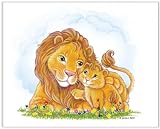 Jungle Art Collection - Lions - Children's Wall Art and Nursery Wall Decor, 10x8