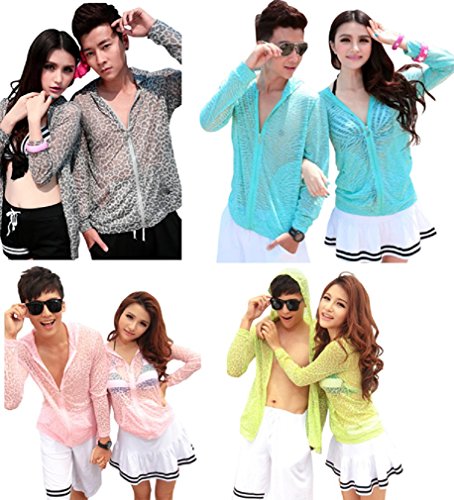 【ARINCO】 レオパード デザイン カラフル シンプル 薄手 パーカー メンズ レディース ユニセックス ペアルック 春 夏 海 4色 サイズ S M L XL