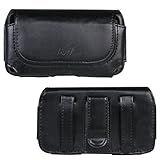 Premium Executive Black Leather Horizontal Pouch Carry Case Magnetic Closin ....