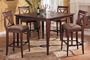 5pcs Bar Table and Bar Stools Set - Walnut Finish