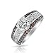 Bling Jewelry CZ Pave Coffee and Round Engagement Ring Rhodium Plated