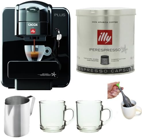 Gaggia for Illy Espresso Machine + illy iperEspresso Capsules Dark Roasted Coffee, 5-Ounce, 21-Count Capsules + Accessory Bundle