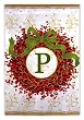 Monogram Holiday Wreath Garden Size Flag P