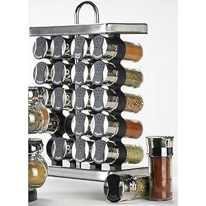 Click to buy Kitchen Spice Rack: Olde Thompson 25-680 20-Jar Stainless-Steel Spice Rack with Spices from Amazon!