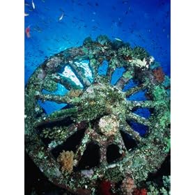 A Locomotive Wheel is One of the Remains of the Wreck of the Numidea, Sank in 1901, Egypt Photographic Poster Print by Casey Mahaney, 30x40