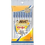 Bic Ultra Round Stic Grip Ball Pens Medium Point 8/Pkg-Blueby Bic