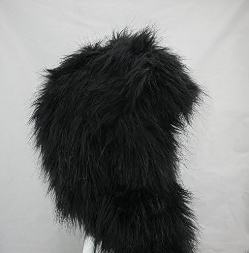 Black cat Faux Fur Full Animal Hood Hoodie Hat 3 in 1 Function W/ Scarfs Pocket