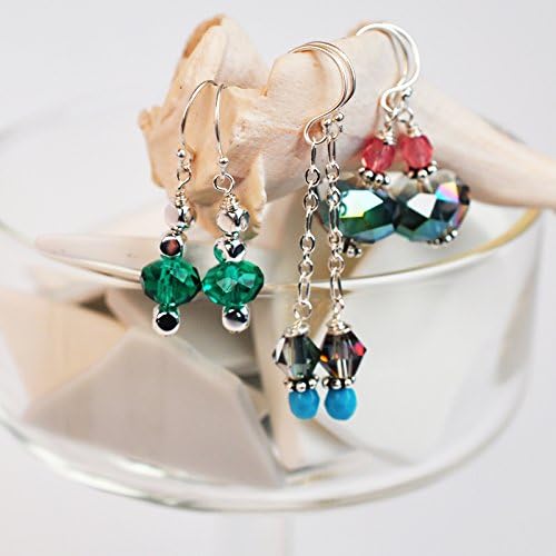Art Night Out Party Kit for 4 People Makes 8 Pairs Earrings on Silver Filled Earwires with Crystal Beads in Cool Colors