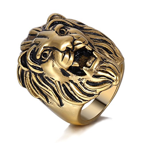 Trendsmax retro mens 316l stainless steel roaring lion …