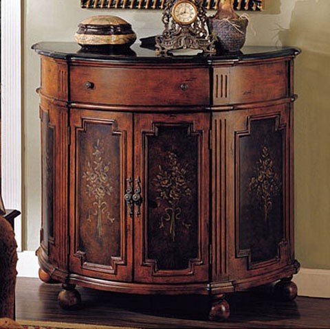 Console Table Bombe Chest Brown & Ochre Finish