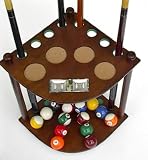 8 Cue Stick Pool Table Ball floor Rack W/ Scorer Walnut Finish
