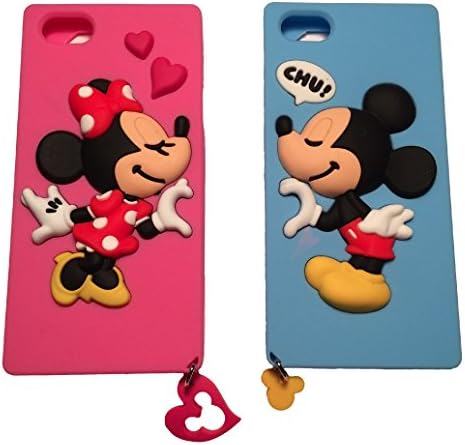 iPhone 5/5s Cute Couple Cases, Mickey and Minnie Mouse Lovers Couple Set Soft Silicone Back Cover Case, Protective Skin Case - Compatible With Apple iPhone 5 or iPhone 5s - Dress Your New Phone! by Diamend
