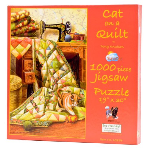 Cat on a Quilt 1000pc Jigsaw Puzzle by Doug Knutson Cat on a Quilt 1000pc Jigsaw Puzzle by Doug Knutson