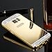Creazy Rhinestone Metal Frame PC Mirror Back Case Cover For Samsung Galaxy S7 Edge (Gold)
