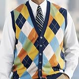 Cotton Argyle Cardigan Vest