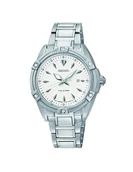 Seiko Velatura SXDF49P1 33mm Diamonds Silver Steel Bracelet & Case Anti-Reflective Sapphire Womens Watch