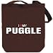 Canvas Tote Bag Brown " I love my Puggle " Dogs